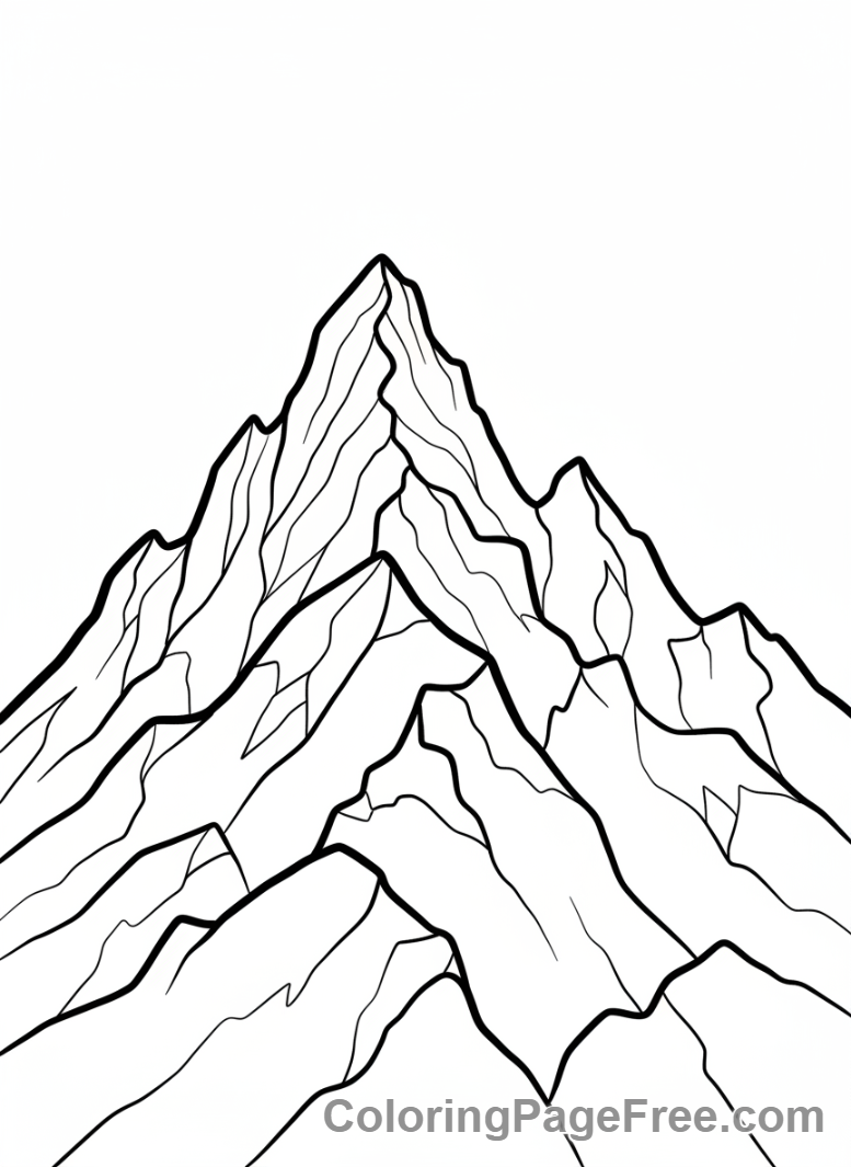 Mountains coloring page - Jagged peak close-up