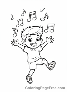 Music coloring page - Boy dancing music