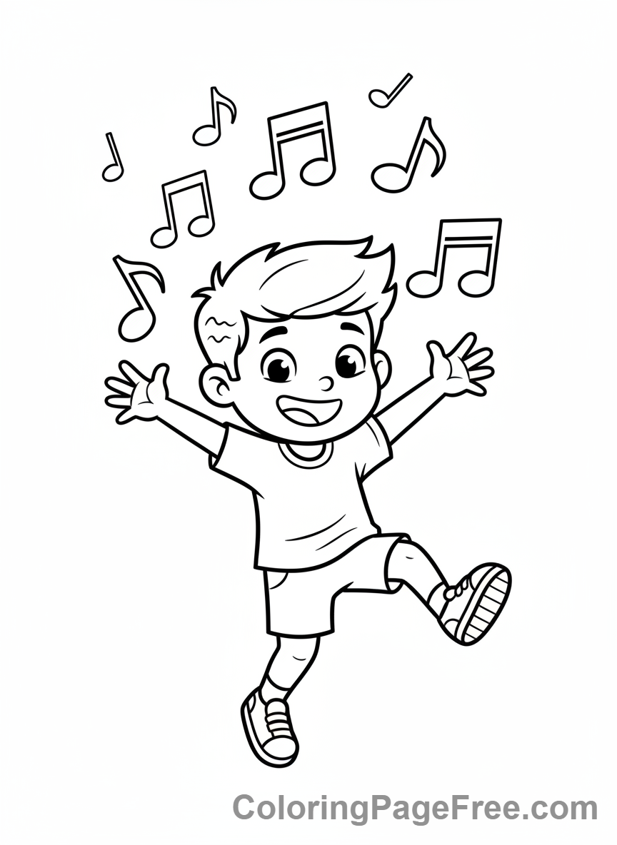 Music coloring page - Boy dancing music