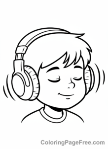 Music coloring page - Child headphones