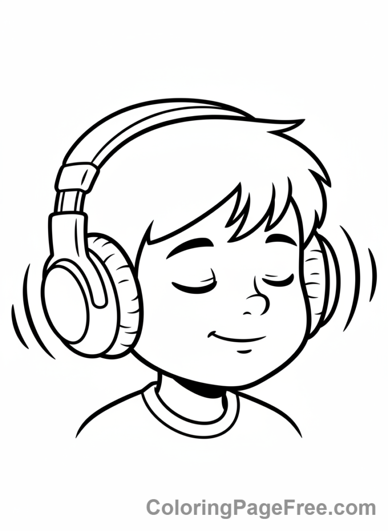 Music coloring page - Child headphones
