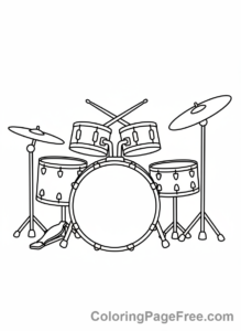 Music coloring page - Drum set ready