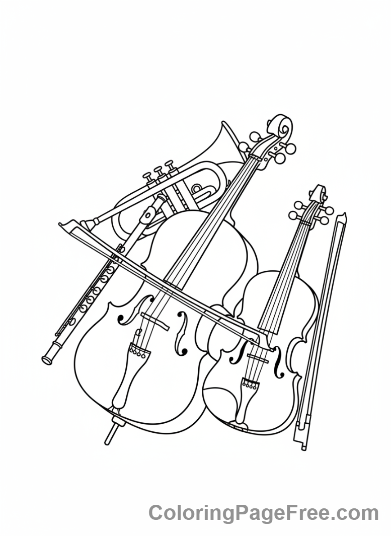 Music coloring page - Orchestra instruments