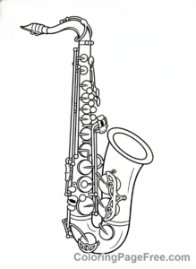 Music coloring page - Saxophone close-up