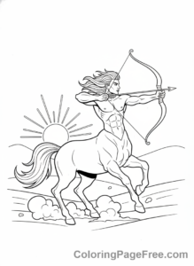 Mythical Creatures coloring page - Centaur galloping bow
