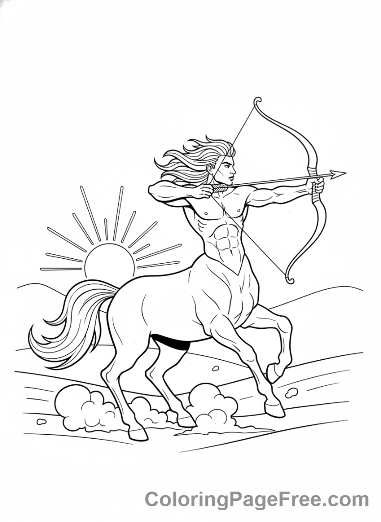 Mythical Creatures coloring page - Centaur galloping bow