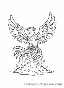 Mythical Creatures coloring page - Phoenix rising ashes