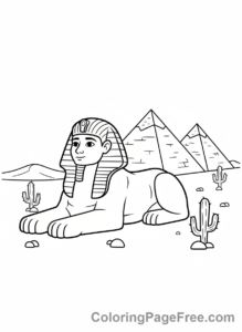 Mythical Creatures coloring page - Sphinx ancient desert