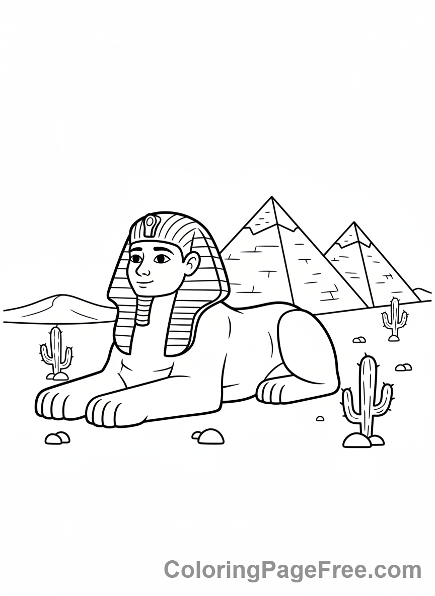 Mythical Creatures coloring page - Sphinx ancient desert
