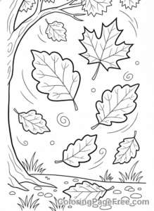 Nature coloring page - Autumn Leaves Falling