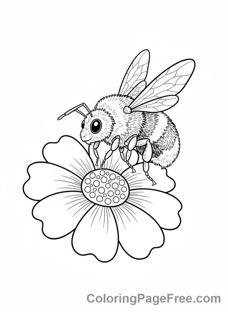 Detailed nature scene with bee and flower