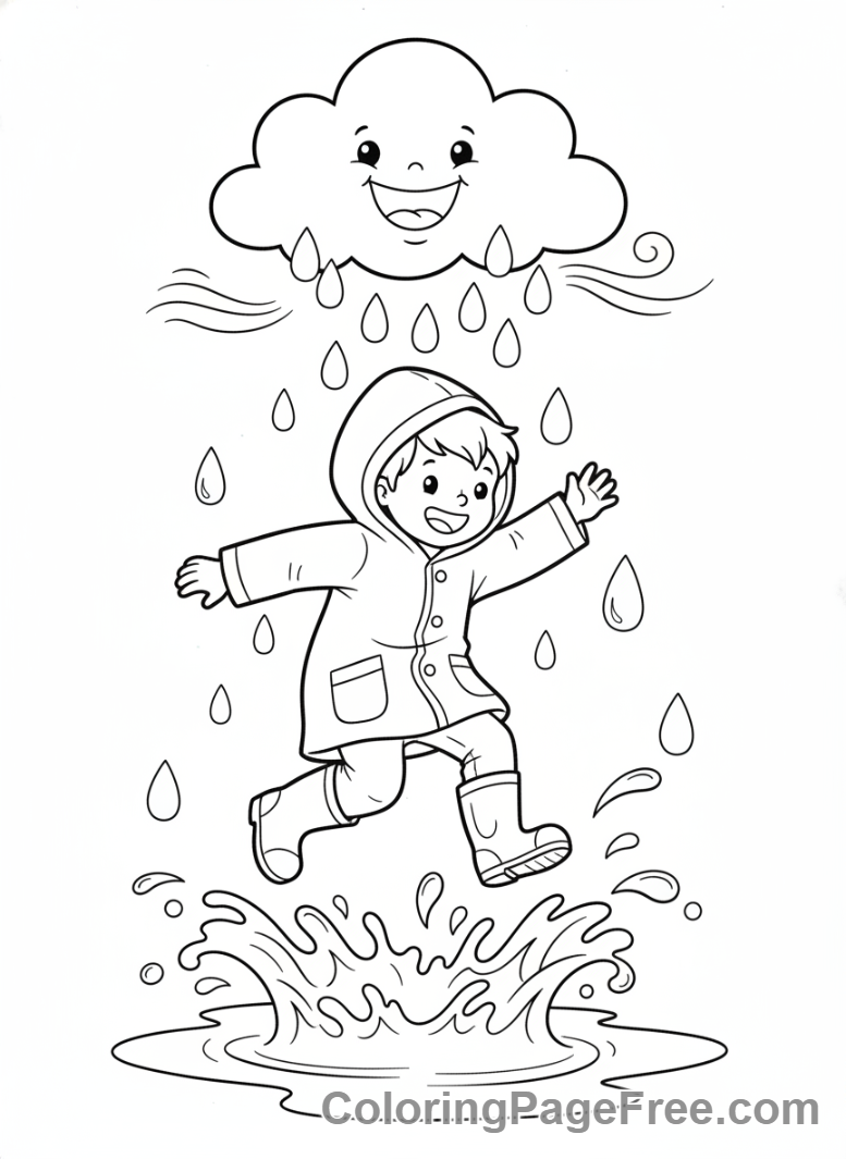 Nature coloring page - Rainy Day Puddles
