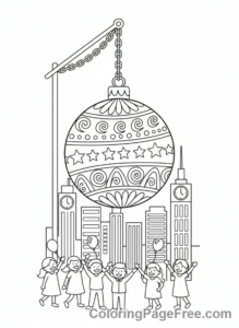 New Year coloring page - Ball drop countdown