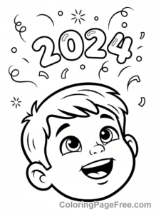 New Year coloring page - Child hopeful NewYear