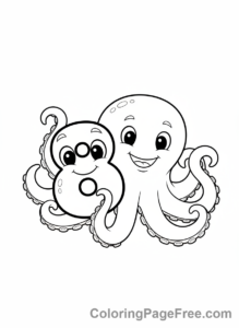 Numbers coloring page - Number Eight octopus