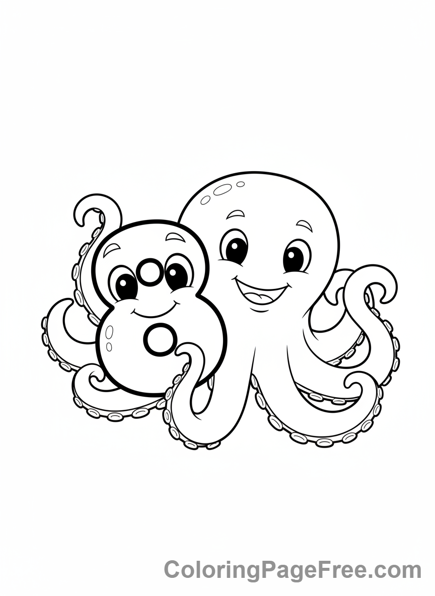 Numbers coloring page - Number Eight octopus