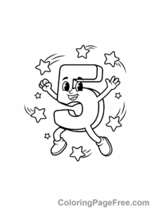 Numbers coloring page - Number Five stars