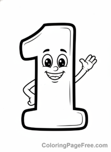 Numbers coloring page - Number One bold