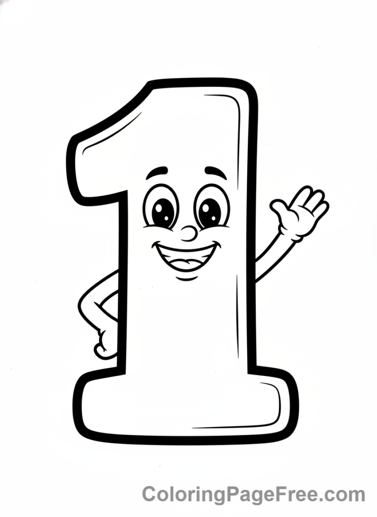 Numbers coloring page - Number One bold