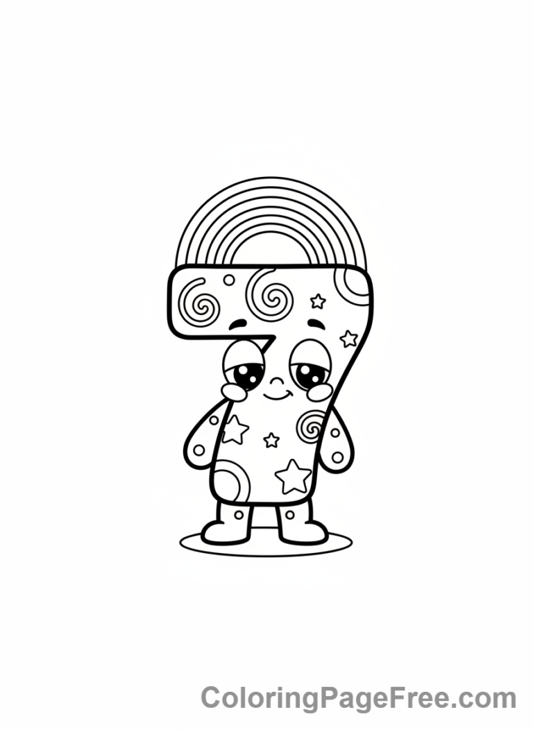Numbers coloring page - Number Seven rainbows