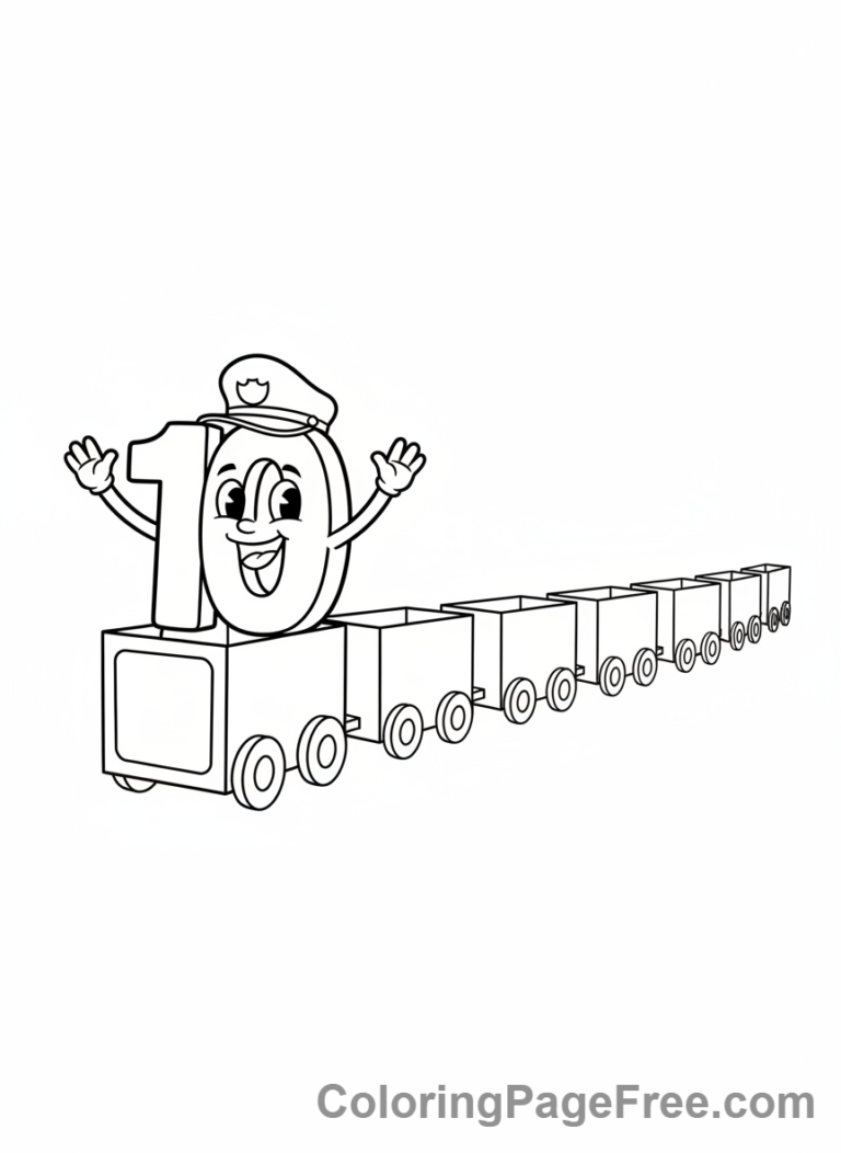Numbers coloring page - Number Ten train