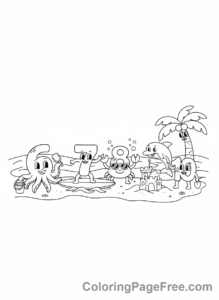 Numbers coloring page - Numbers 6-10 beach