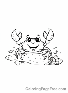 Ocean Animals coloring page - Crab on sand