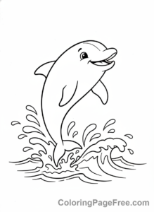 Ocean Animals coloring page - Dolphin jumping waves
