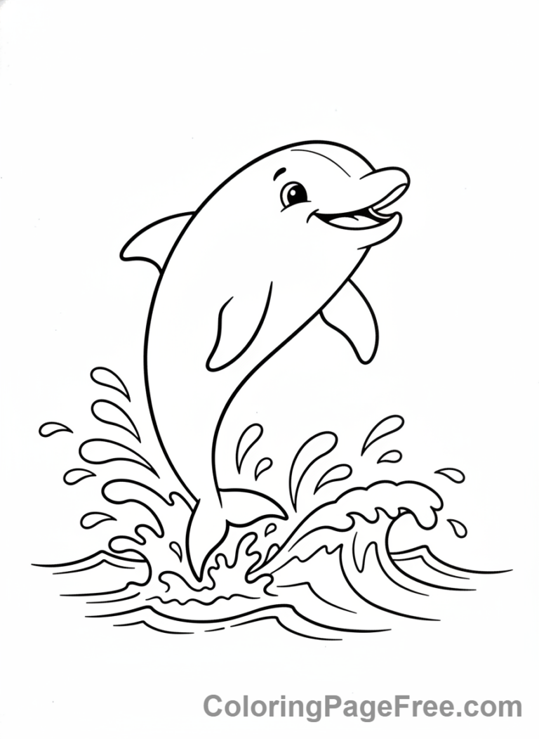 Ocean Animals coloring page - Dolphin jumping waves
