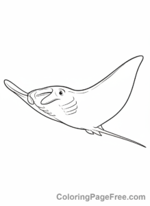 Ocean Animals coloring page - Manta ray gliding