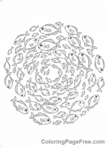 Ocean Animals coloring page - School of fish