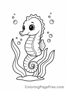 Ocean Animals coloring page - Seahorse close-up