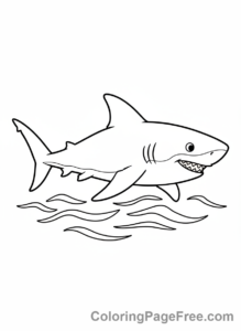 Ocean Animals coloring page - Shark swimming powerfully