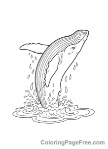 Ocean Animals coloring page - Whale breaching ocean