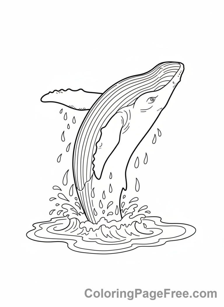 Ocean Animals coloring page - Whale breaching ocean