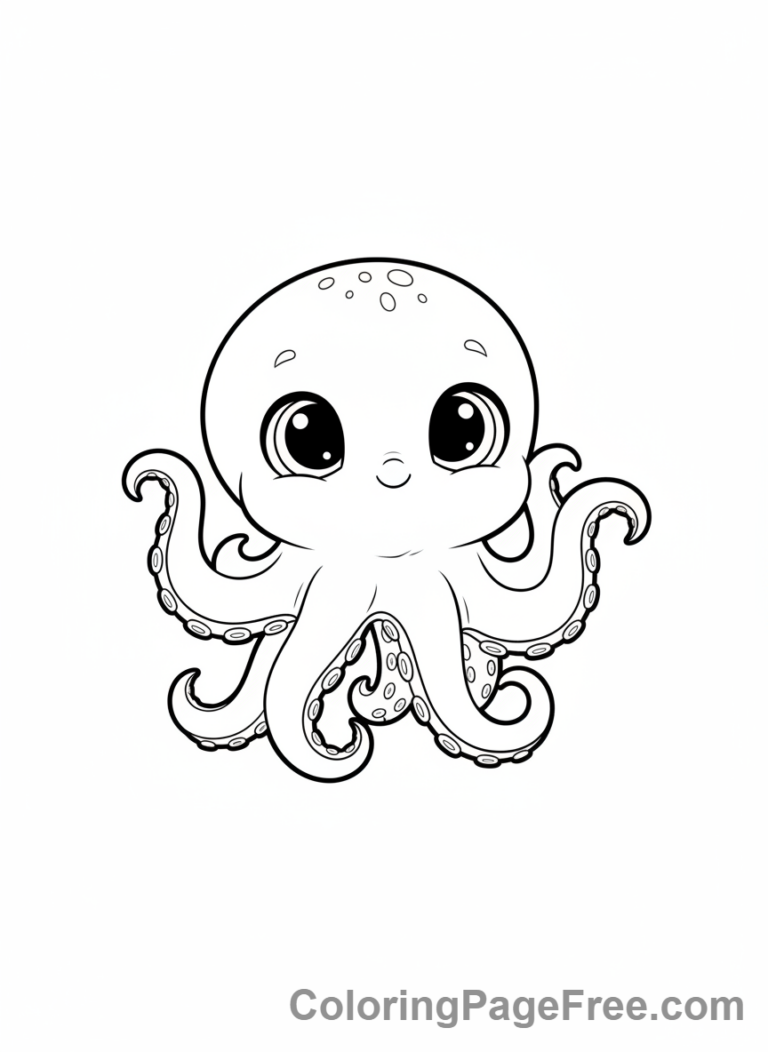 Octopus coloring page - Baby octopus cute