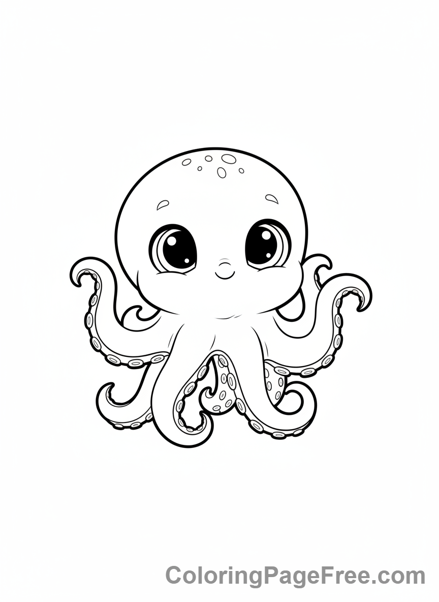 Octopus coloring page - Baby octopus cute