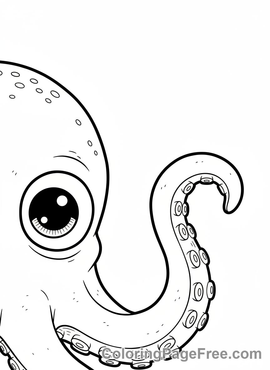 Octopus coloring page - Curious octopus eye