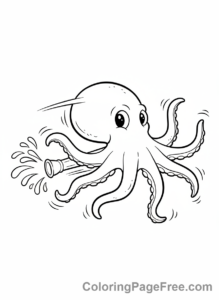 Octopus coloring page - Octopus jet propelling