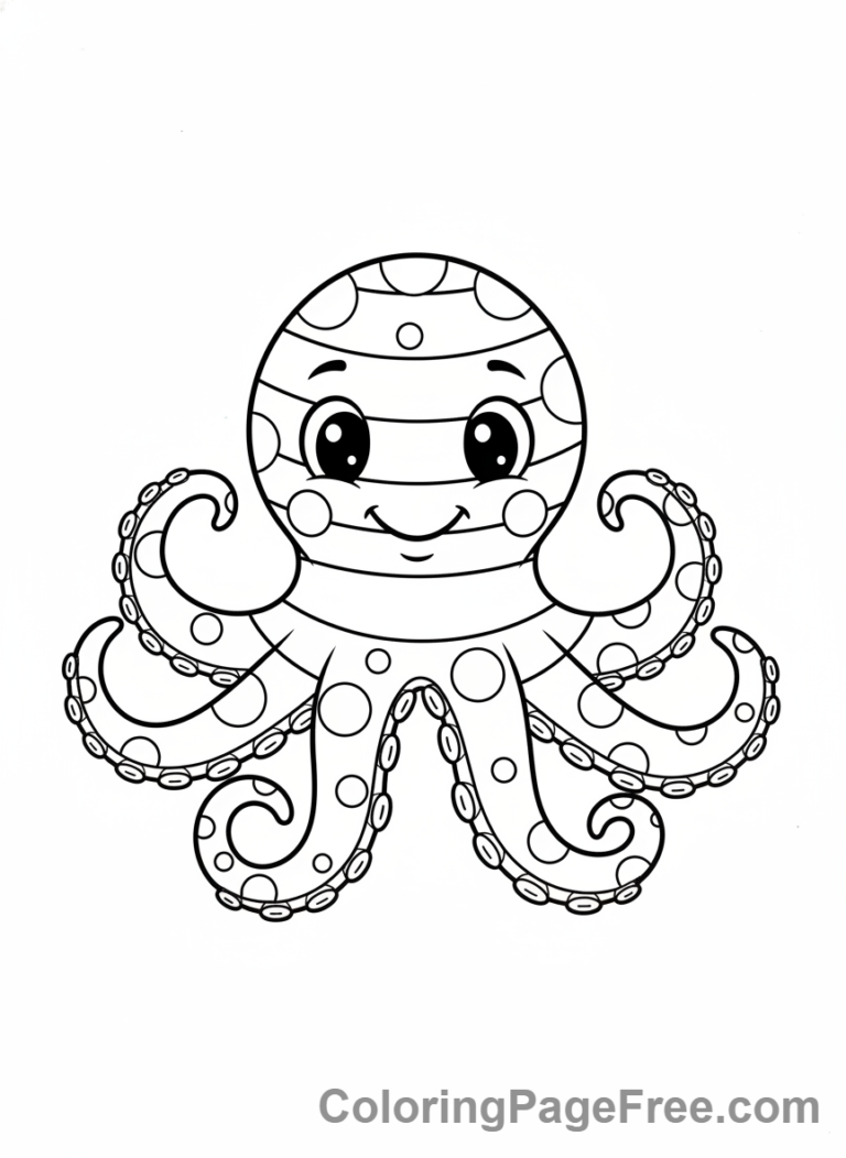 Octopus coloring page - Patterned octopus design