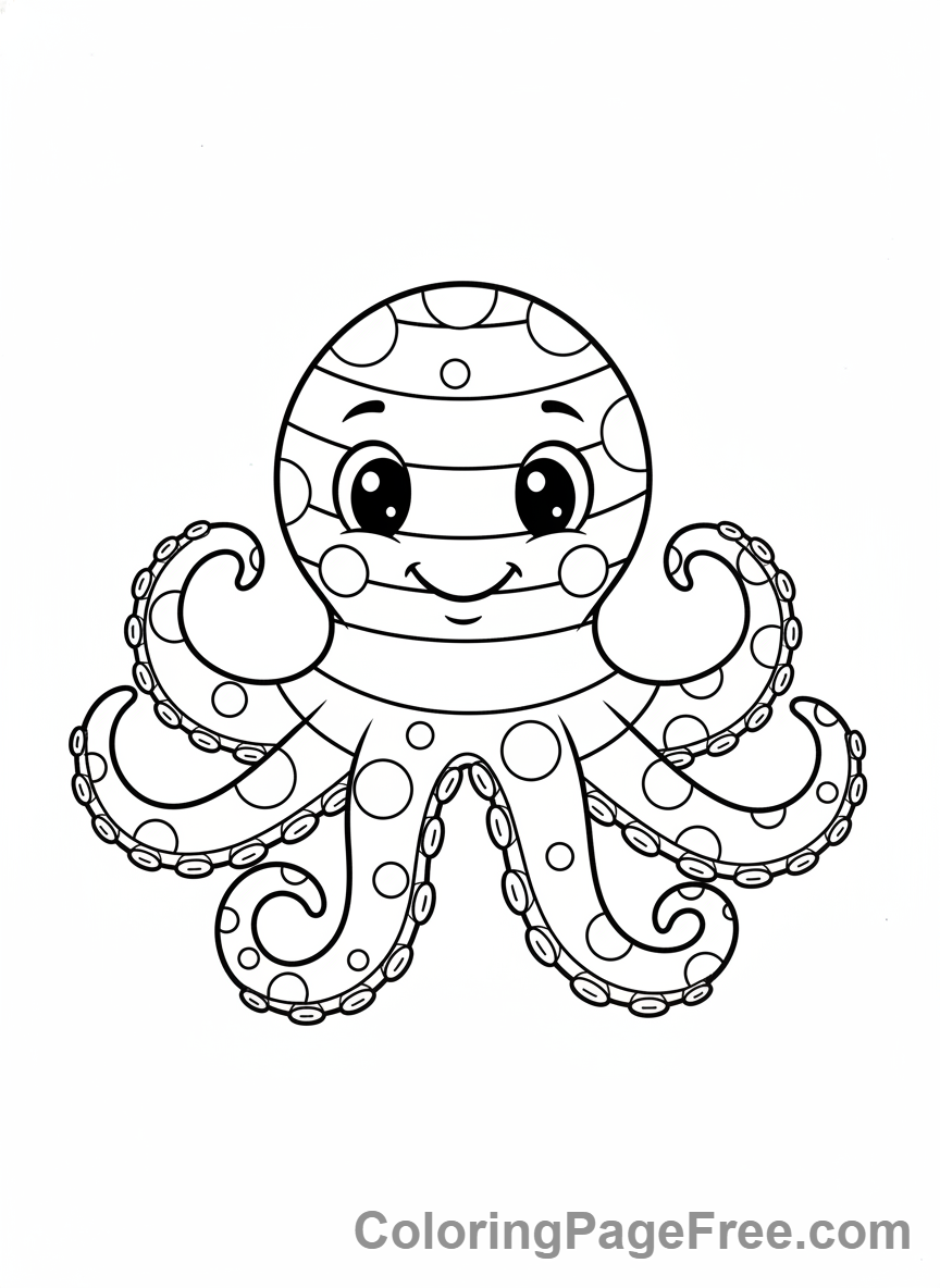Octopus coloring page - Patterned octopus design