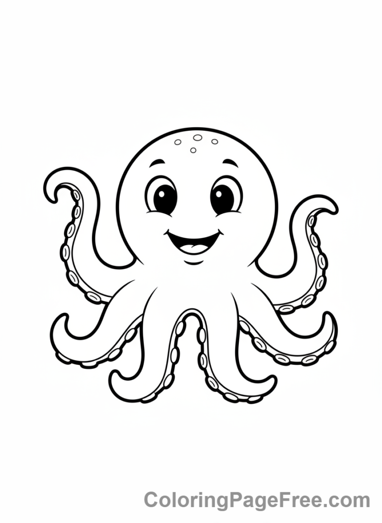 Octopus coloring page - Waving octopus