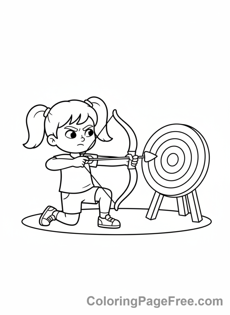 Olympics coloring page - Archer aiming target