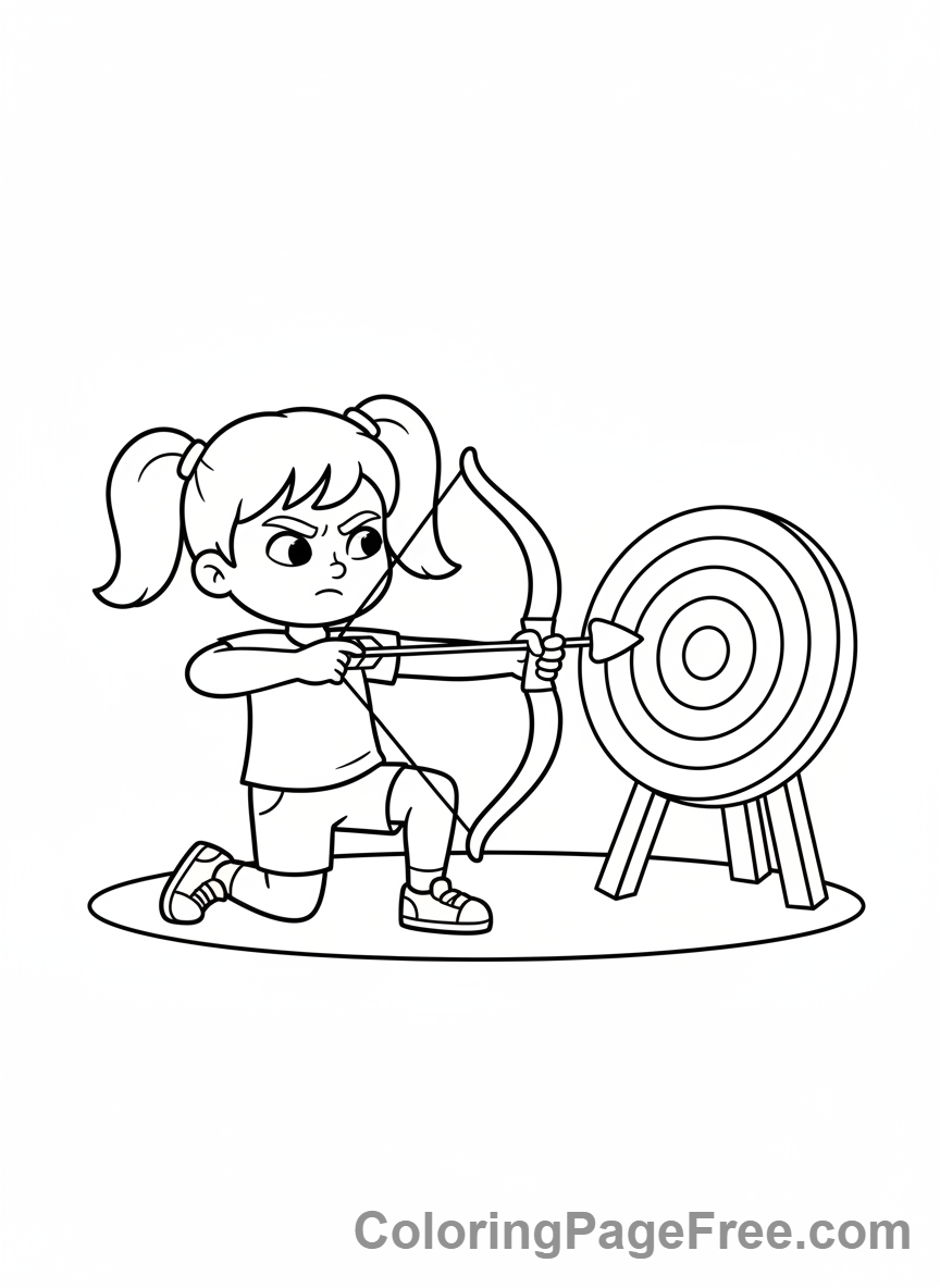 Olympics coloring page - Archer aiming target