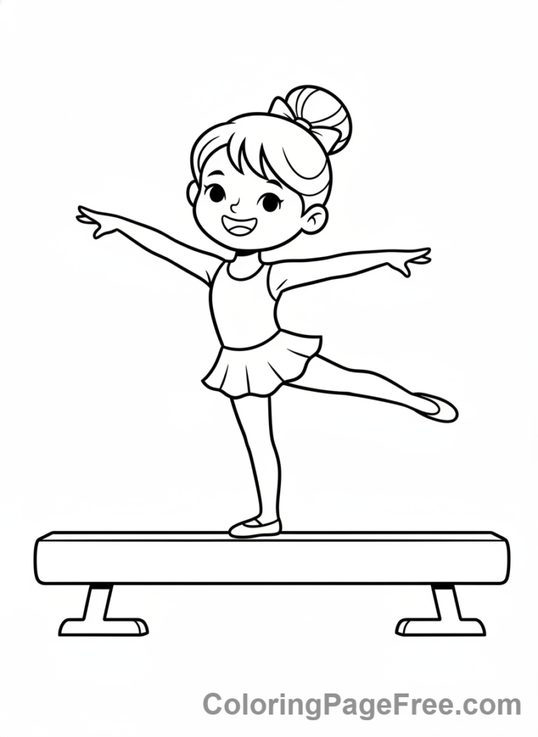 Olympics coloring page - Child gymnast balance