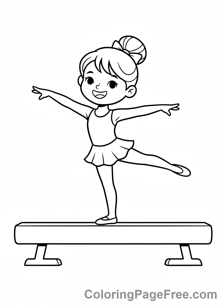 Olympics coloring page - Child gymnast balance