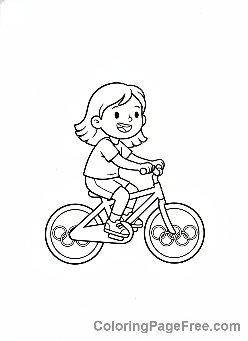 Olympics coloring page - Cyclist speedy ride