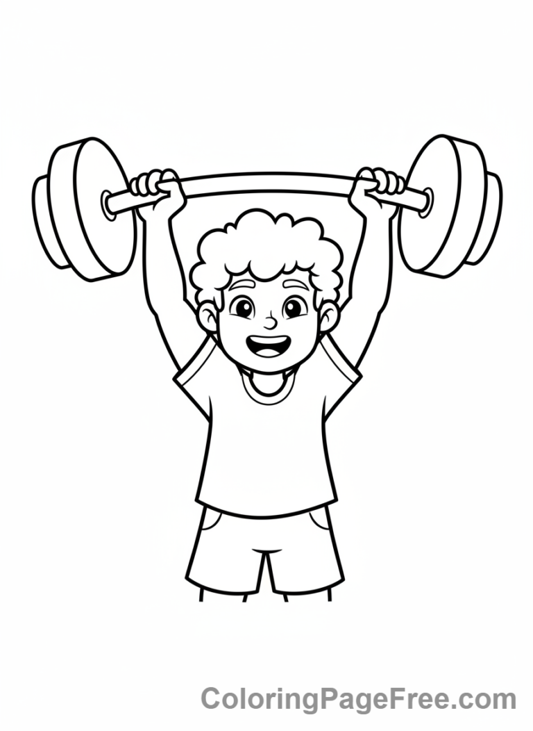 Olympics coloring page - Kid weightlifting champion