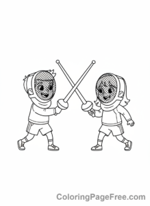 Olympics coloring page - Kids fencing fun