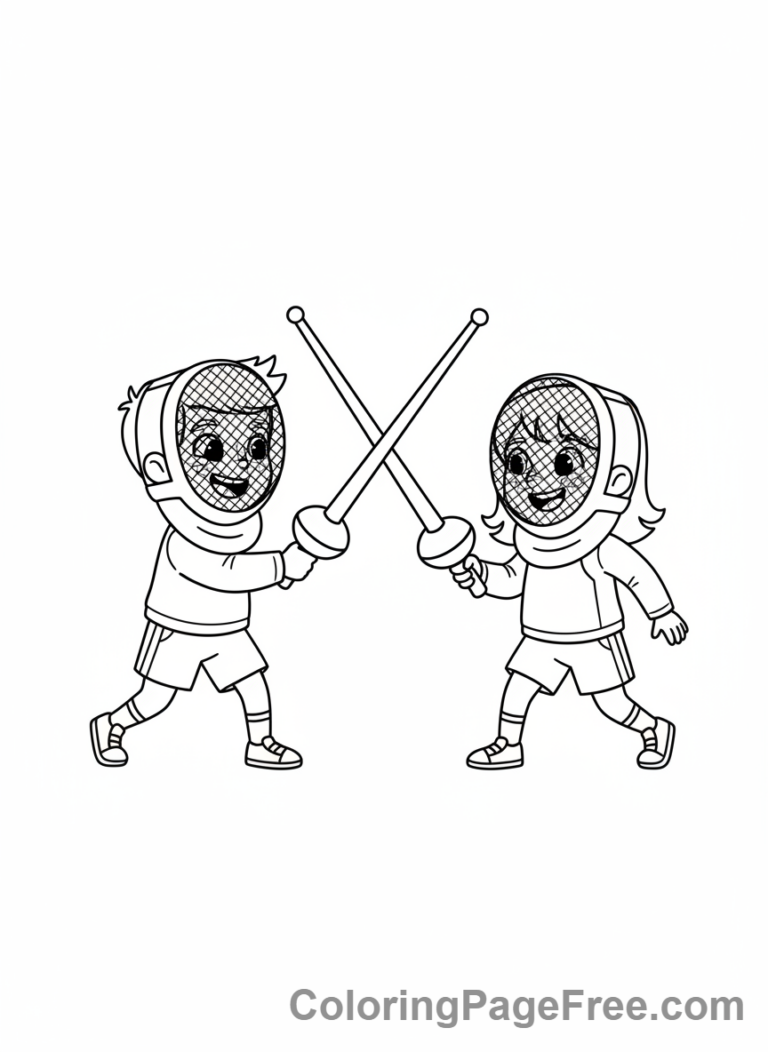 Olympics coloring page - Kids fencing fun